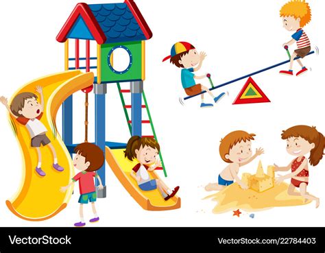 Kids Playing At Playground Royalty Free Vector Image