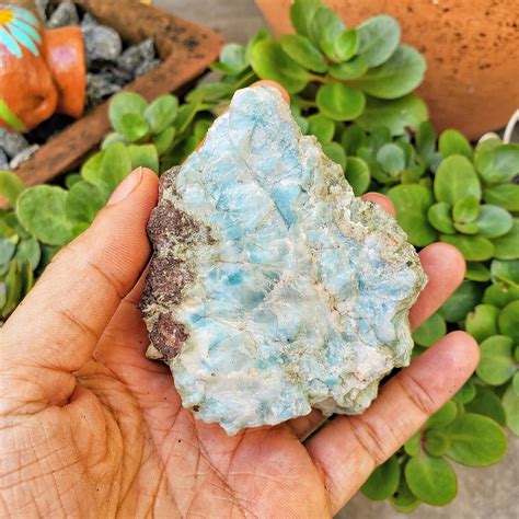 236g Rough Larimar Stone Raw Larimar Larimar Crystal Geode Etsy