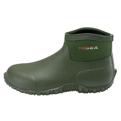 hisea men s rain shoes ankle height rubber garden boots insulated waterproof for muck mud