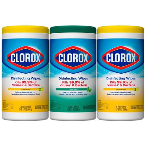 Clorox 75 Count Crisp Lemonfresh Scent Disinfecting Wet Wipes 3 Pack