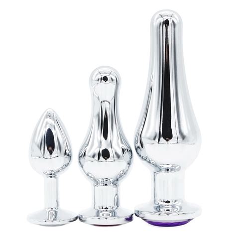Domi 3 Colors Crystal Jewelry Stainless Steel Butt Plug Women Sex Toy Anal Dildo Men 3pcs In