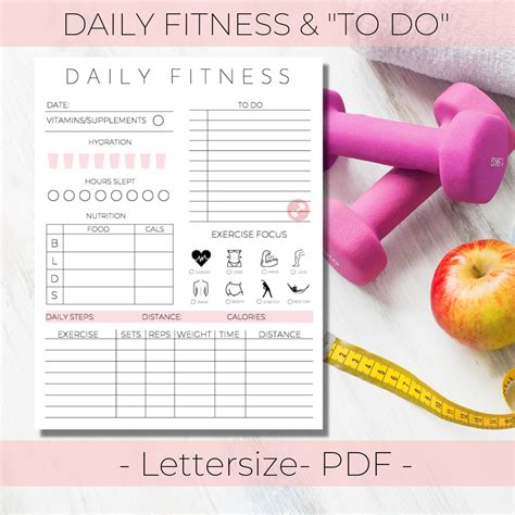 Daily Fitness Planner Daily Wellness Planner Daily Workout Etsy