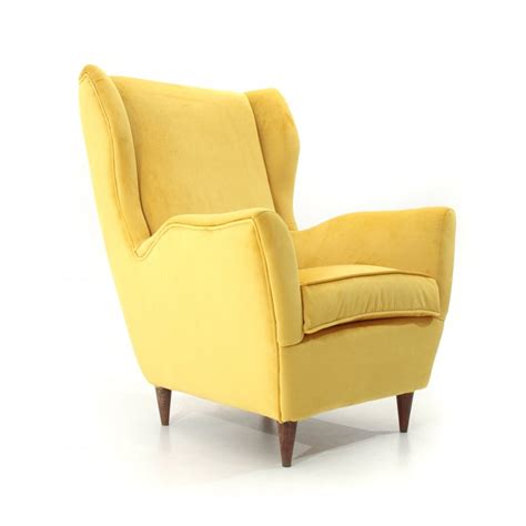 Yellow armchair, it's in really good condition, looks new, barely used. Italian mid-century yellow velvet armchair, 1950s | #103271
