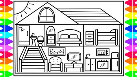 How To Draw A House For Kids 💚💙💜 House Drawing For Kids House