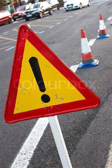 Attention Sign Road Traffic Limited Stock Image Colourbox