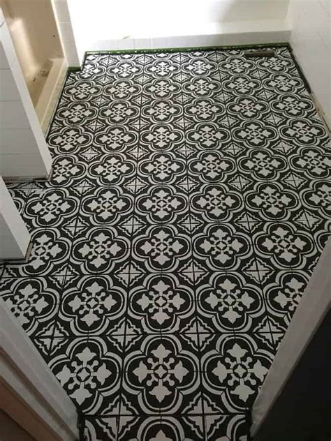 Tile trends for bathroom and powder room flooring. How to Ruin your DIY Painted Tile Floor - Joyful Derivatives