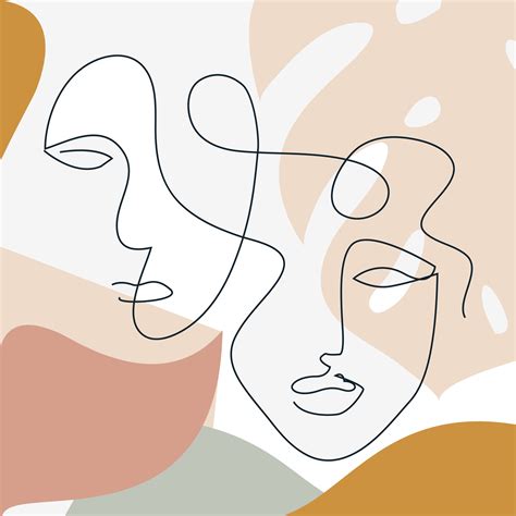 Abstract Modern Art Faces Outline Collage Fashionable Wall Art