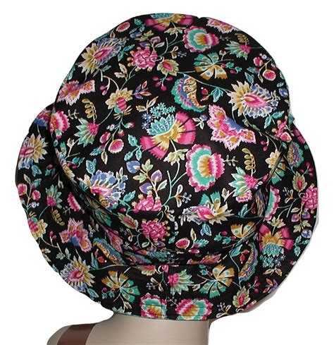 Colorful Casual Hat, Multi Colored Flowers Hat, Black Background Floral ...