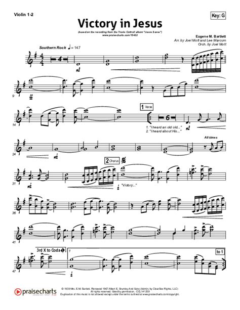 Victory In Jesus Violin Sheet Music Pdf Travis Cottrell Praisecharts