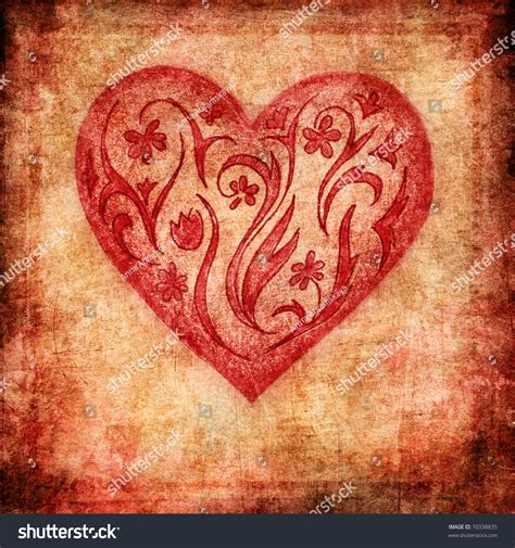 Vintage Valentine Floral Heart On Grunge Stock Illustration 70338835