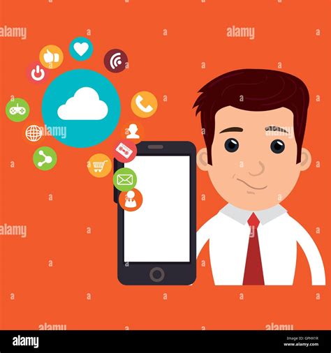Man Smartphone Social Media Stock Vector Image And Art Alamy