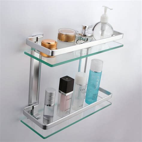 See more ideas about glass bathroom shelves, bathroom shelves, shelves. KES Bathroom 2-Tier Glass Shelf with Rail Aluminum and ...