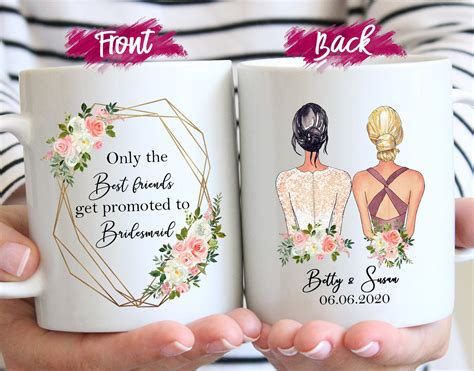 Send the perfect wedding gift thank you messages with a little inspiration from us. Personalized Friend Maid of Honor proposal Mug, Wedding ...