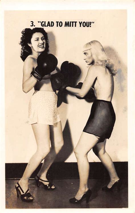 Topless Women Boxing Glad To Mitt You Pin Up Girls Real Photo Pc Aa Mary L Martin