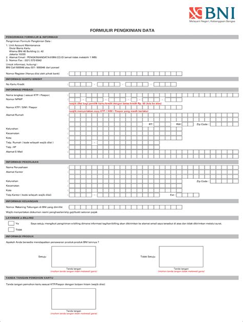 Bni Formulir Pengkinian Data Fill And Sign Printable Template Online