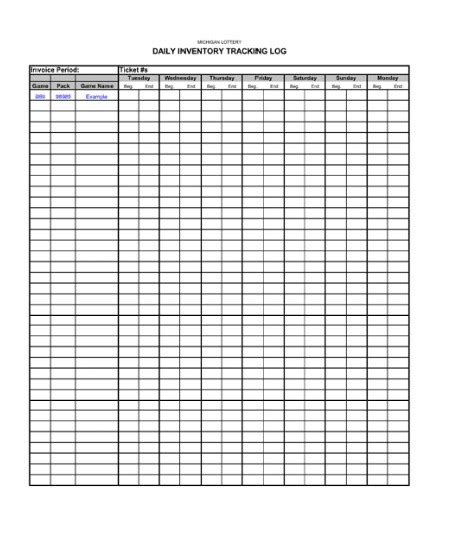 Inventory Log Templates 8 Free Printable Word Excel And Pdf Formats