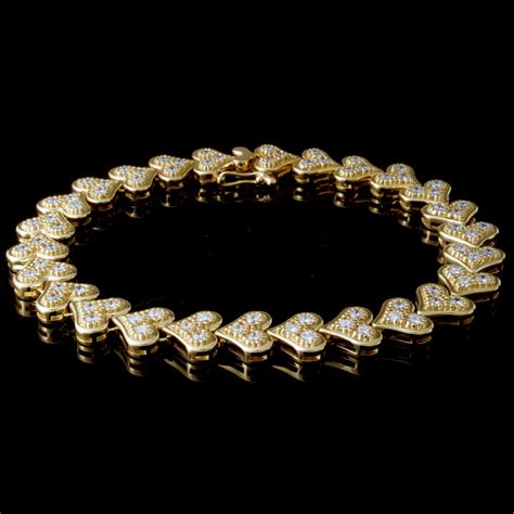 Custom 14k Yellow Gold Diamond Heart Bracelet Custom Designs