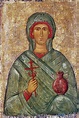 Byzantine icon of Saint Anastasia (XIV c) holding a vial that alludes ...