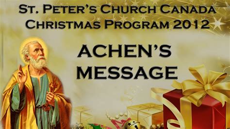 Achens Speeches From St Peters Church Canada Christmas