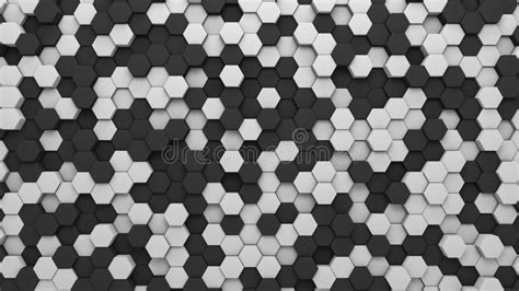 Abstract Hexagonal Illustration Of White And Black Shapes 3d