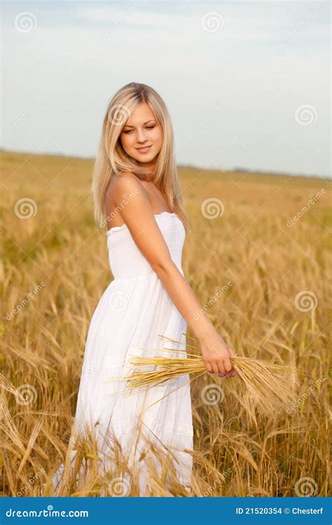 Blonde On Wheat Field Stock Photo Image Of Caucasian