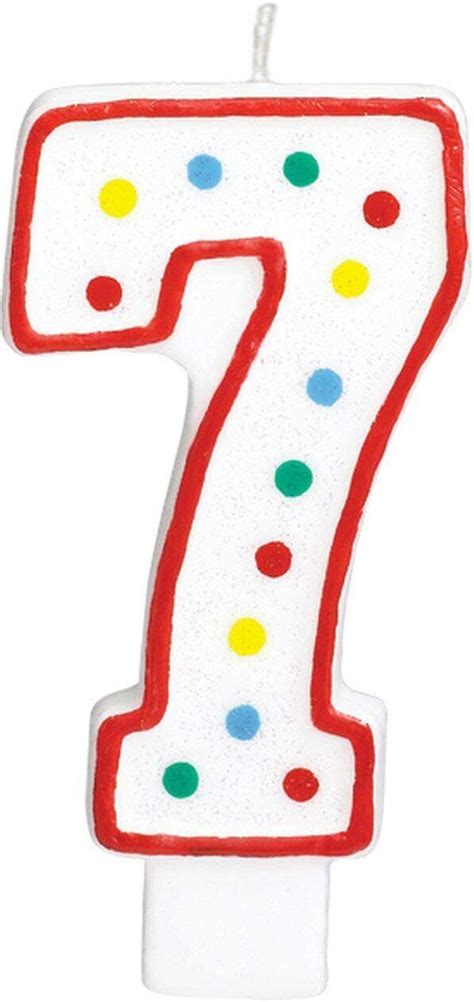 Number 7 Birthday Candle 7th White Red Happy Party Cake Decoration