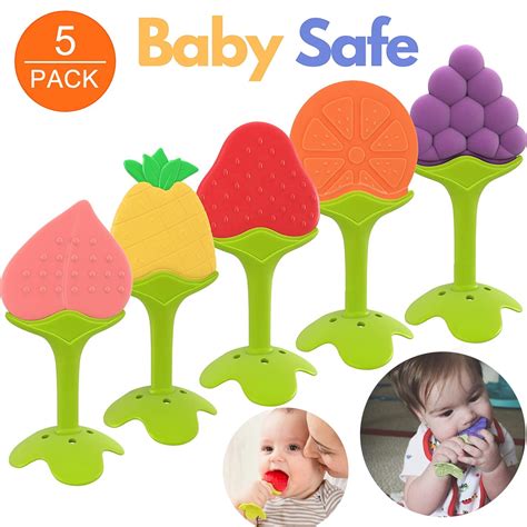 Lmkoo 5 Pack Baby Teething Toys Silicone Bpa Free Natural Organic