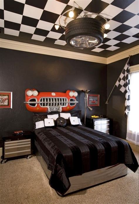 Childrens car bedroom ideas ingwa co. Kids boys guest car lovers bedroom. Black and white ...