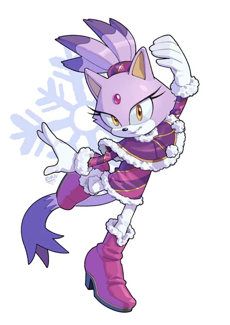 Evan Stanley Blaze The Cat Sonic Series Highres 1girl Artist Name Boots Cape Christmas