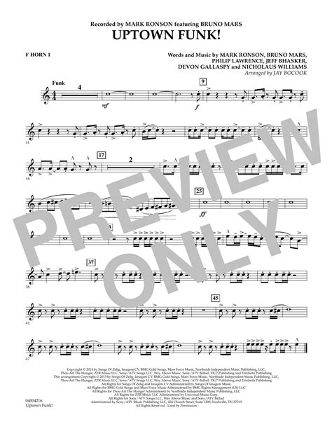 Jay Bocook Uptown Funk F Horn 1 Sheet Music Pdf Notes Chords