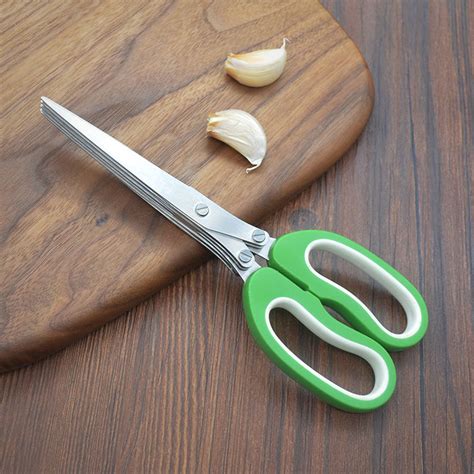 Herb Scissors Multipurpose 5 Blade Kitchen Cutting Shear With Safety