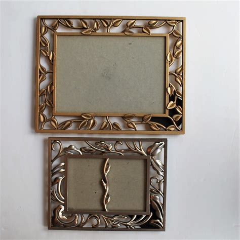 Vintage Gold And Silver Metal Picture Photo Frame Set Of 2 Etched Leaf