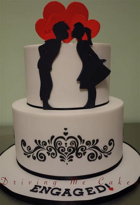 Monochrome engagement cake wwworderacakeng bridal showers. Cute Engagement Cake - Cake by Jaymie - CakesDecor