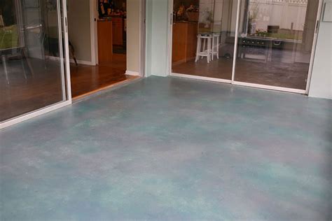 People like to have cement flooring for their. Indoor/Outdoor Patio With Colorful Painted Concrete Floor