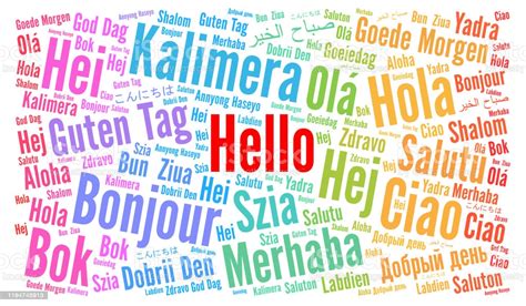 Hello In Different Languages Word Cloud Stock Illustration ...