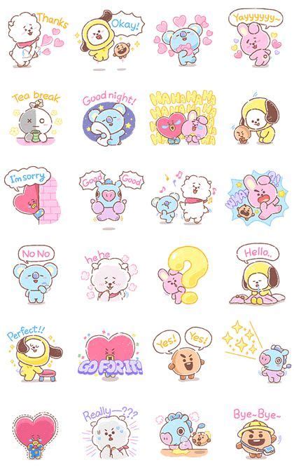 Free Kpop Printable Bts Bt21 Lined Paper Seni Buku Line Sticker