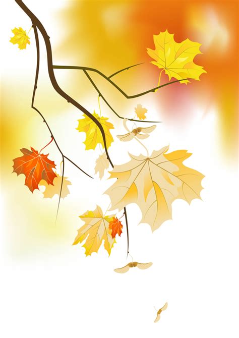 Tree Branches With Gold Autumn Leaves Vector Free Download