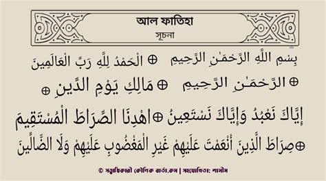 সর ফতহ বল অরথ ও উচচরণ সহ ইরজ Surah Al Fatihah Bangla