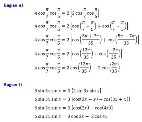 Konversi Penjumlahan Ke Perkalian Sinus Cosinus Kelas Xi Matematika