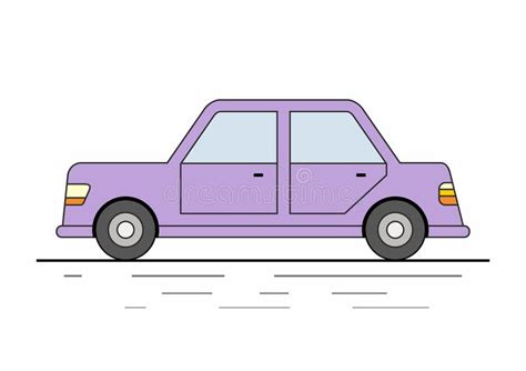 Purple Sedan Cartoon Vector Illustration Stock Vector Illustration Of