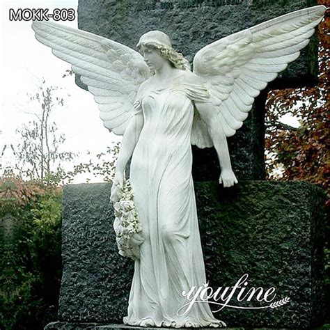 Natural Marble Outdoor Guardian Angel Statue Factory Supply Mokk 803