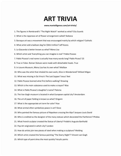 36 Mejores Preguntas Y Respuestas De Trivia De Arte Esta Es La única