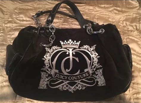 Juicy Couture Black Velour And Leather Purse Handbag EBay