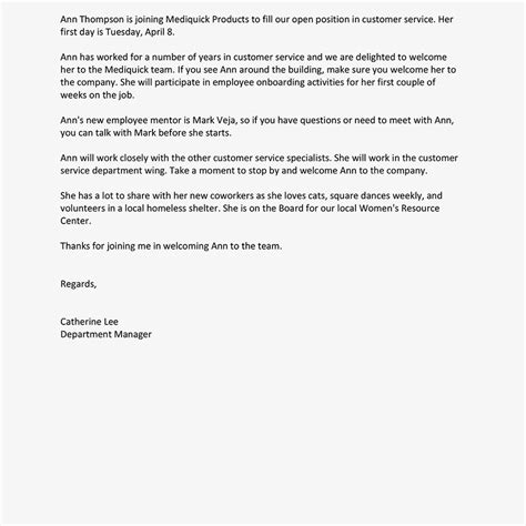Tottenham Get Announcement Sample Memo Letter To Employee