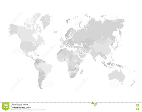 Grey World Map Illustration Stock Vector Illustration Of Detailed