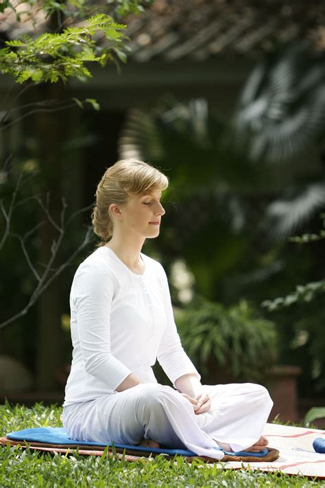 Hd Wallpaper Woman In White Shirt Meditating During Daytime Buddhist