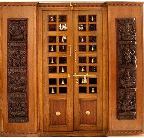 Pooja Room Single Door Design With Bells Nada Home Design
