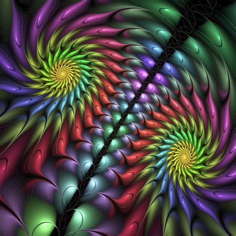 Two Spirals Colorful Modern Fractal Art Digital Art By Gabiw Art