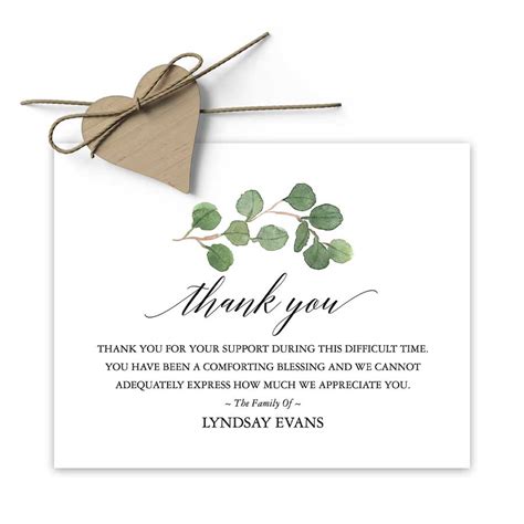 Sympathy Thank You Card Printable With Greenery For Life Celebrations