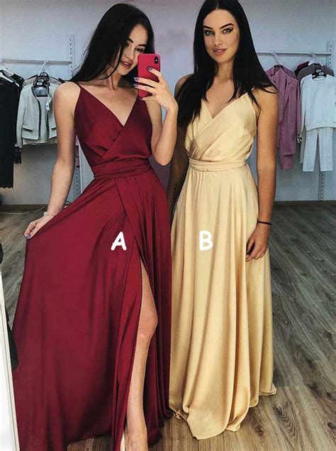 Silk Like Satin Bridesmaid Dresses With Slitsimple Prom Dress11910